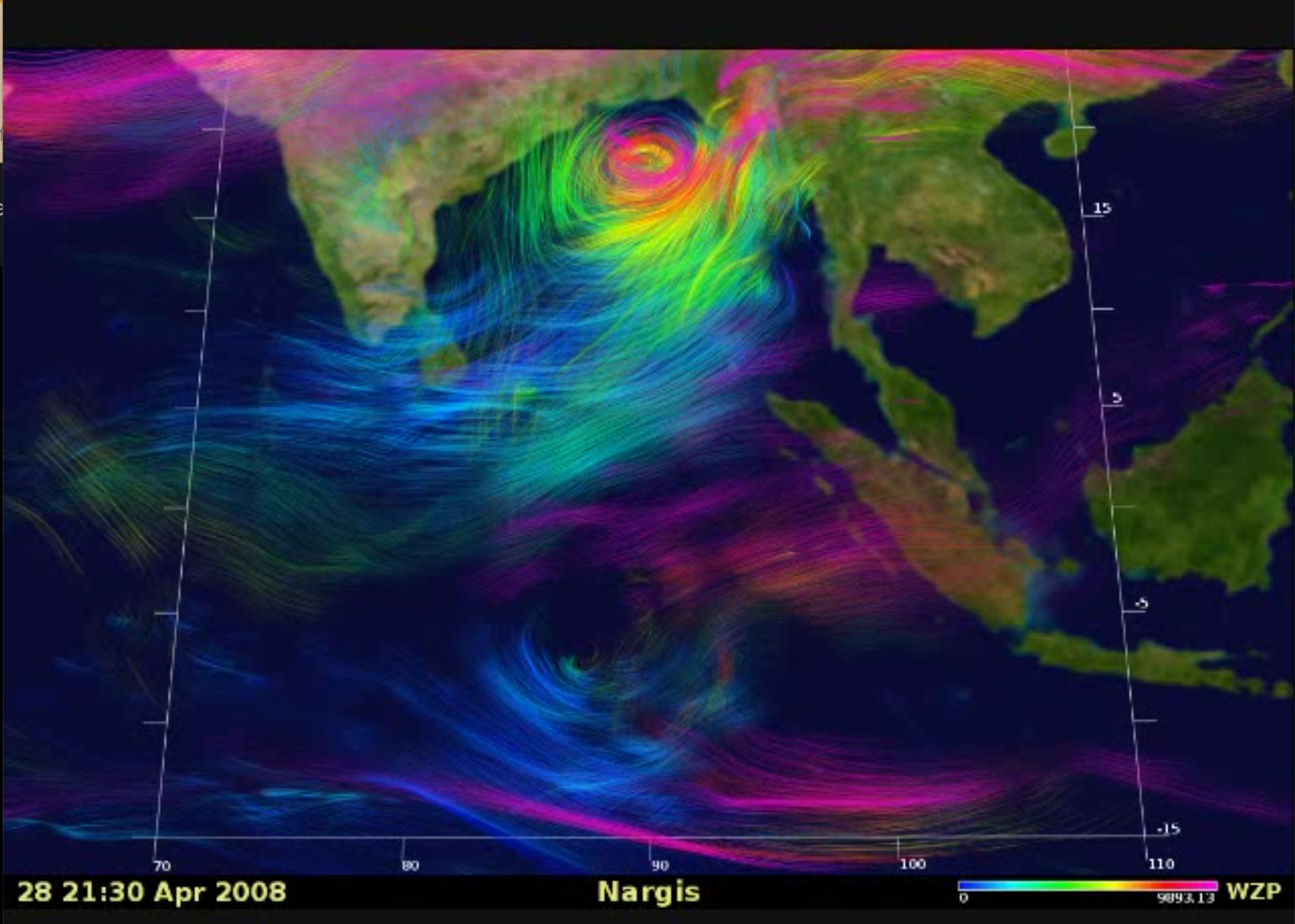 (2) Very severe Cyclone Nargis genesis/forecast visualization